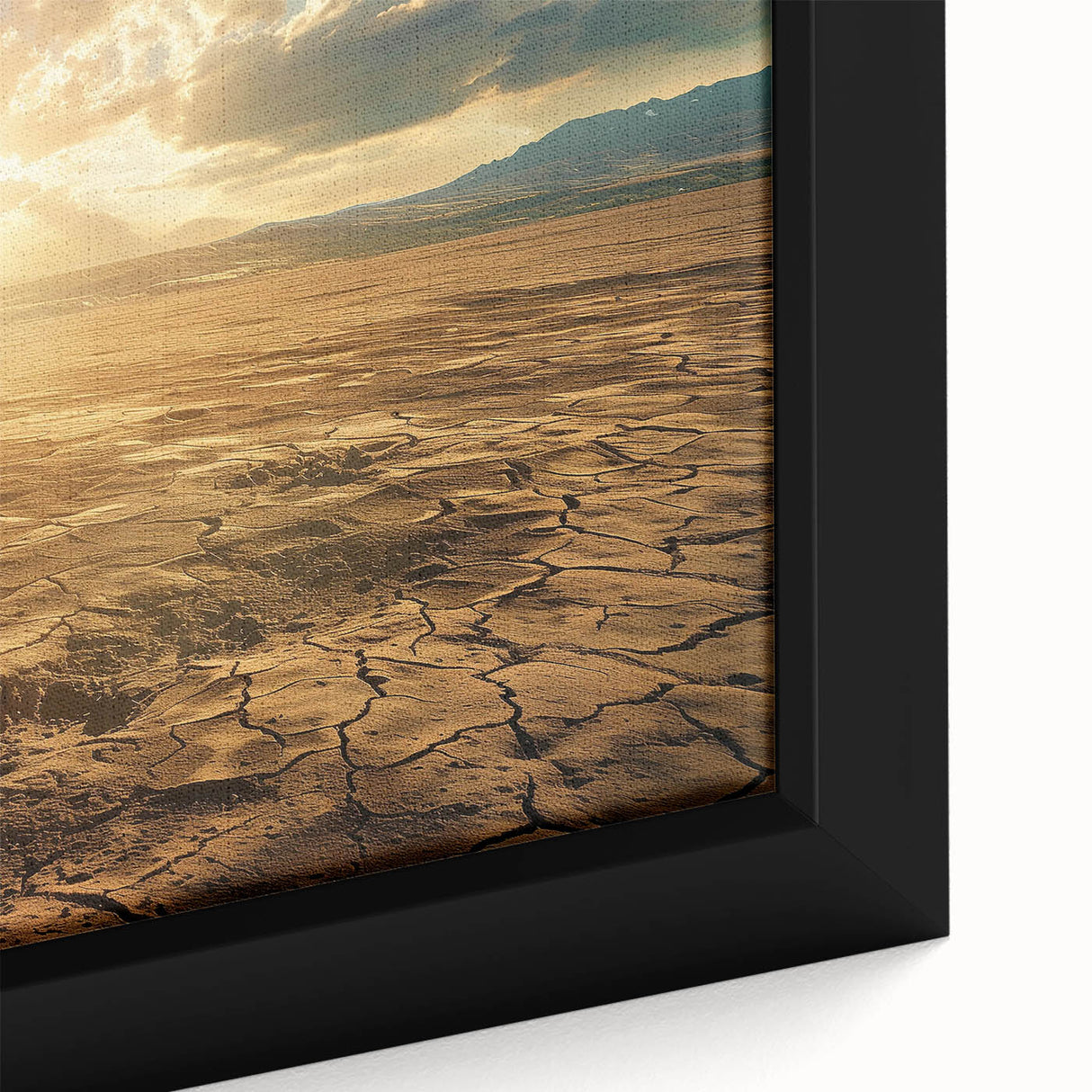 Framed canvas artwork showcasing a vibrant desert landscape design with warm earthy tones and intricate details, perfect for home decor enhancement and artistic expression.