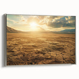 Framed canvas wall art showcasing a stunning desert landscape design with silver accents, perfect for modern home decor and adding a touch of elegance.