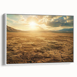 Framed canvas wall art featuring a stunning desert landscape design with warm earth tones, perfect for adding a serene touch to modern home decor.