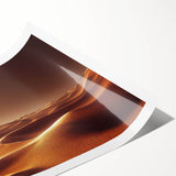 Desert landscape wall art print showcasing warm hues of orange and red, rolled and packaged in protective cardboard tube for easy shipping. Ideal for home decor.