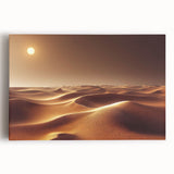 Vibrant desert landscape wall art collection featuring warm hues of orange and yellow on a stretched canvas, perfect for home decor and enhancing living spaces.