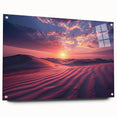 Desert landscape wall art collection showcasing acrylic glass prints with vibrant colors, displayed from a side view, highlighting its sleek design and mounting pins.