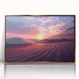 Framed acrylic wall art featuring a stunning desert landscape design with gold accents, perfect for enhancing modern home decor. Ideal for art lovers seeking a sophisticated touch.
