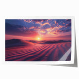 Desert landscape wall art print showcasing vibrant colors and intricate details, rolled up for easy shipping, perfect for home decor enthusiasts.