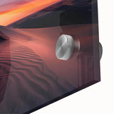 Close-up of a vibrant desert landscape wall art design printed on acrylic glass, showcasing rich textures and colors, ideal for modern home decor.