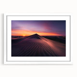 Desert landscape wall art collection framed in white matting, showcasing vibrant colors and intricate details, perfect for enhancing modern interior decor.