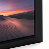 Framed canvas close-up showcasing a desert landscape design with warm earthy tones, intricate details, and a textured surface, perfect for home decor.