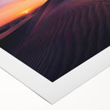 Rolled canvas wall art showcasing a vibrant desert landscape design with warm earth tones, perfect for home decor. Packaged securely in a protective cardboard tube.