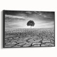 Framed canvas wall art showcasing a vibrant desert landscape design, featuring rich colors and intricate details, displayed with a sleek black frame for modern decor aesthetics.
