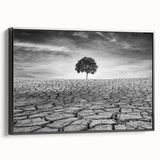 Framed canvas wall art showcasing a vibrant desert landscape design, featuring rich colors and intricate details, displayed with a sleek black frame for modern decor aesthetics.