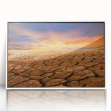 Framed wall art collection featuring a stunning desert landscape design with vibrant colors and detailed textures, showcased in a sleek white frame for modern decor.