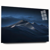 Abstract acrylic wall art depicting vibrant desert dunes in warm colors, designed for modern home decor, showcasing a side view without mounting pins.