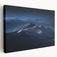Stretched canvas wall art showcasing a serene desert landscape with golden dunes under a blue sky, ideal for home decor and adding a tranquil vibe to any room.