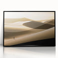 Framed acrylic wall art showcasing a serene desert dune landscape design, featuring soft golden and beige tones, ideal for modern home decor.