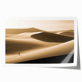Dunes landscape wall art print showcasing soft beige and gold tones, rolled for easy shipping, perfect for enhancing modern interior decor.