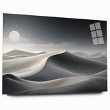 Acrylic wall art collection showcasing a serene desert landscape with rolling dunes, presented in a side view without pins. The artwork features soft beige and warm orange tones, ideal for enhancing modern interiors.