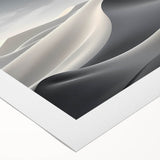 Rolled canvas artwork depicting a serene desert landscape with golden dunes under a blue sky, ideal for enhancing home decor with natural beauty.