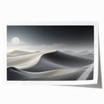 Rolled print of a serene desert landscape featuring soft golden dunes under a vibrant blue sky, ideal for home decor or art collection. High-quality design emphasizes natural beauty and tranquility.
