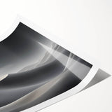 Desert landscape wall art featuring soft beige and warm orange dunes under a blue sky, rolled and ready for display, ideal for home decor enthusiasts.