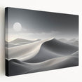 Stretched canvas wall art showcasing a serene desert dune landscape with warm beige and soft orange hues, perfect for enhancing modern home decor.