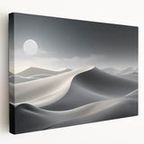 Stretched canvas wall art showcasing a serene desert dune landscape with warm beige and soft orange hues, perfect for enhancing modern home decor.