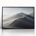 Framed acrylic wall art showcasing a stunning desert dune landscape in warm hues of orange and beige, elegantly designed for modern home decor.