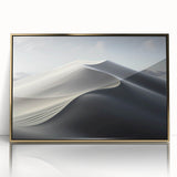 Framed wall art showcasing a stunning desert dune landscape in gold tones, enhancing modern decor with its elegant design and luxurious acrylic finish.
