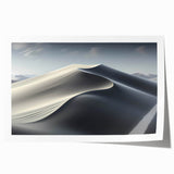Vibrant rolled wall art print showcasing a serene desert landscape with golden dunes under a blue sky, perfect for home decor and art enthusiasts.