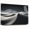 Acrylic wall art collection showcasing a vibrant desert landscape with rolling dunes, displayed in a modern side view. Features sleek pins for easy hanging.