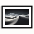 Framed wall art featuring a stunning landscape design of dunes, highlighted by a black frame and mat, perfect for modern home decor and interior styling.