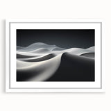 Framed wall art showcasing a serene desert landscape with soft, sandy dunes and a subtle color palette, enhancing modern home decor aesthetics.