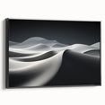 Framed canvas wall art showcasing a serene desert landscape with golden sand dunes, featuring a sleek black frame for a modern aesthetic, perfect for home decor.