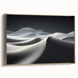 Framed canvas wall art showcasing a stunning desert dune landscape design, featuring golden hues and intricate textures, ideal for enhancing modern home decor.