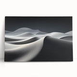 Stretched canvas wall art featuring a serene desert landscape with golden dunes under a blue sky, perfect for modern home decor and enhancing any room's ambiance.