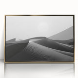 Framed acrylic wall art showcasing a stunning desert dunes landscape design, featuring golden hues and intricate textures, perfect for modern decor.