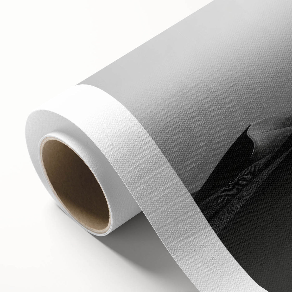 Rolled canvas artwork showcasing a serene desert landscape with soft dunes and a warm color palette, elegantly displayed in a protective cardboard tube, ideal for home decor.