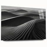 Acrylic glass wall art featuring a stunning desert dune landscape design, showcasing warm sand tones and flowing shapes, perfect for modern home decor.