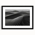 Framed landscape wall art featuring serene sand dunes, designed with a sleek black frame and mat, perfect for modern home decor. Ideal for enhancing interiors with a calming aesthetic.