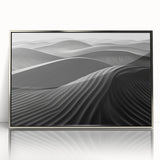 Framed acrylic wall art depicting abstract silver dunes design, showcasing textured layers and a modern aesthetic, perfect for contemporary home decor.