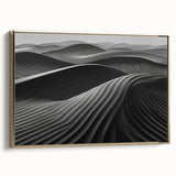 Framed canvas wall art showcasing a vibrant desert dune landscape with rich gold accents, designed to enhance modern home decor. Ideal for living rooms or offices.