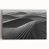 Stretched canvas wall art showcasing a serene desert landscape with golden sand dunes under a vibrant blue sky, ideal for modern home decor.