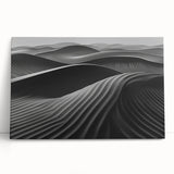 Stretched canvas featuring a serene desert landscape with rolling dunes, warm beige and golden hues, ideal for enhancing modern home decor. Perfect for art lovers.