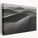 Stretched canvas wall art showcasing a serene landscape of sandy dunes with soft gradients of beige and gold, perfect for modern home decor.