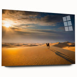 Acrylic glass wall art collection showcasing a stunning landscape of desert dunes, highlighting soft golden hues and intricate textures, perfect for modern home decor.
