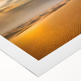 Vibrant rolled canvas artwork depicting abstract desert dunes in warm earth tones, perfect for enhancing modern interior decor. Ideal for wall art collections.