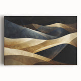 Stretched canvas artwork showcasing a serene desert landscape with sweeping dunes and a vibrant sunset, perfect for enhancing modern home decor.