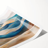 Vibrant desert landscape artwork showcasing rolling sand dunes under a bright blue sky, perfect for enhancing modern home decor or office spaces.