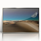 Framed acrylic wall art featuring a stunning desert dune landscape, showcasing soft beige and golden hues, perfect for modern home decor. The piece adds elegance and warmth to any space.