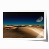 Desert landscape wall art print showcasing serene sand dunes under a vibrant sunset, rolled for easy shipping and display, perfect for modern home decor.