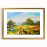 Framed wall art from the Landscapes Fields Design collection, showcasing vibrant colors and intricate details, with a stylish gold mat and frame, ideal for home decor.